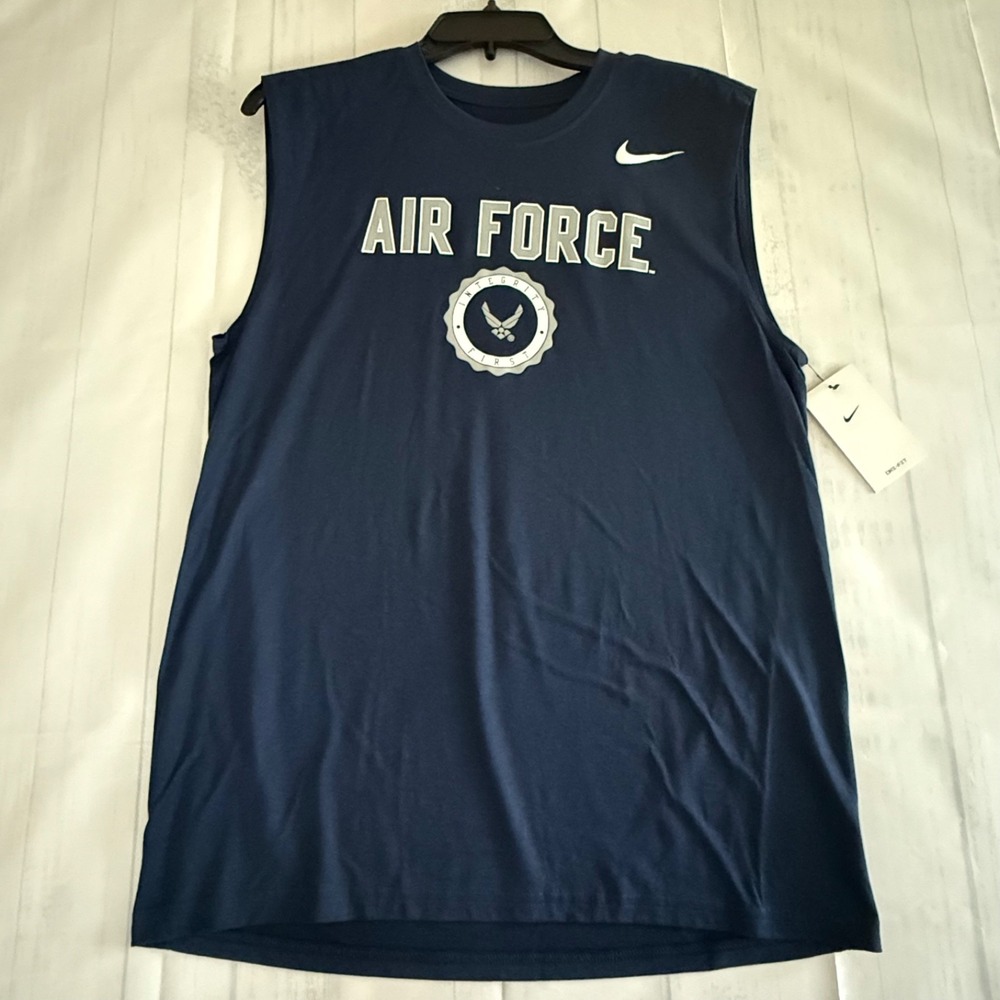 NWT US AIR FORCE Nike Crew Neck Dri-Fit Sleeveless Tee Shirt Men's NAVY LARGE